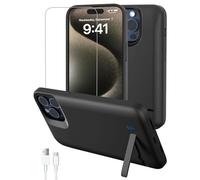 Gladgogo Battery Case for iPhone 15 Pro Max（8500mAh,6.7"）,Ultra Slim Rechargeable Fast Charging Power Bank Case, Foldable Portable Backup Battery Pack only for iPhone 15 Pro Max,Black