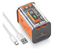 Gladgogo Battery Pack 20000mAh with Led Display, 3-Port Portable Charger 20W Fast Charging PD18W QC 3.0 USB C, Transparent Power Bank with High-Speed PowerIQ for iPhone/iPad/Samsung - Orange