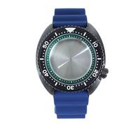 Gladiaond 1pc 10ATM 45mm Nh35 Watch Case Rubber Strap Blue Chapter Ring Sapphire For NH35 NH36 34 Movement 28.5mm Dial(Green Chapter Ring 1)