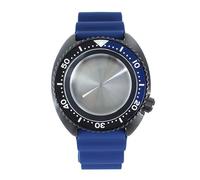 Gladiaond 1pc 10ATM 45mm Nh35 Watch Case Rubber Strap Blue Chapter Ring Sapphire For NH35 NH36 34 Movement 28.5mm Dial(Pure Black Chapter 2)