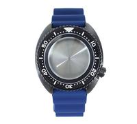 Gladiaond 1pc 10ATM 45mm Nh35 Watch Case Rubber Strap Blue Chapter Ring Sapphire For NH35 NH36 34 Movement 28.5mm Dial(Pure Black Chapter 1)