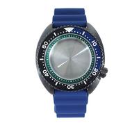 Gladiaond 1pc 10ATM 45mm Nh35 Watch Case Rubber Strap Blue Chapter Ring Sapphire For NH35 NH36 34 Movement 28.5mm Dial(Green Chapter Ring 2)