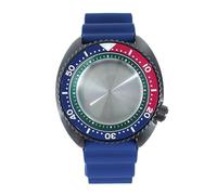 Gladiaond 1pc 10ATM 45mm Nh35 Watch Case Rubber Strap Blue Chapter Ring Sapphire For NH35 NH36 34 Movement 28.5mm Dial(Green Chapter Ring 3)