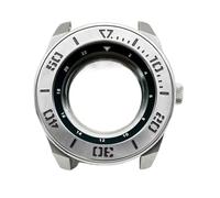 Gladiaond 1pc Samurai King Watch Case Fit For NH34 NH35 NH36 7S26 Automatic Movement Sapphire Crystal Glass Cases(012 Silver Case,Sapphire Glass Case)