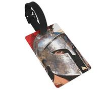 Gladiator Helmet Face Luggage Tags for Suitcases - Durable PVC ID Tags with Detachable Straps for Travel, Backpack, Golf Bag, Anti-Loss