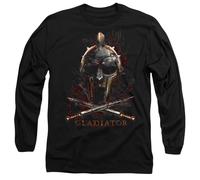 Gladiator Helmet Mens Long Sleeve T Shirt, Black, XX-Large