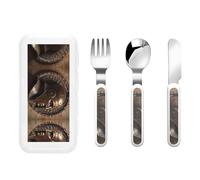 Gladiator Helmet Relief 3-Piece Printed Cutlery Set Knife Fork and Spoon Perfect for Travel and Parties