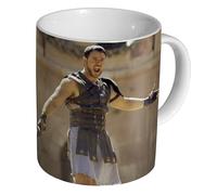 Gladiator Russel Crowe - Ceramic Coffee & Tea Mug 11oz - Durable Glossy White Cup - Russell Crowe are You Not Entertained Scene