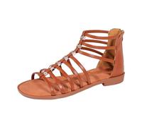 Gladiator Sandals for Women Clearance,Ladies Solid Color Open Toe High Top Flat Low Heel Thick Zipper Roman Sandals Slippers Platform Shoes Summer Washable Non Slip Casual Slides UK Size 3.5-7.5