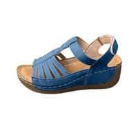 Gladiator Sandals for Women UK Smart Casual Open Toe Wedge Sandal with Adjustable Slingback Leisure Summer Holiday Beach Sandals Ladies Retro Breathable Walking Shoes Footwear for Banquet Party