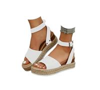 Gladiator Sandals for Women，Women's Platform Wedge Sandals,Beach Shoes Women,Women's Espadrille Sandal Summer Beach Open Toe Buckle Ankle Strap Mid Heels Fashion Ankle Strap Summer Shoes