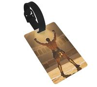 Gladiator Victory Pose Luggage Tags for Suitcases - Durable PVC ID Tags with Detachable Straps for Travel, Backpack, Golf Bag, Anti-Loss