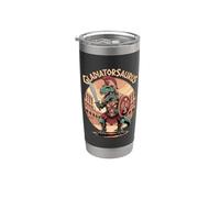 GladiatorSaurus T Rex Dinosaur Roman Gladiator Stainless Steel Insulated Tumbler