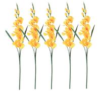 Gladiolus Artificial Flowers 5Pcs 25.6" Long Stem Realistic Gladiolus with 3 Buds and 7 Flowers Low Maintenance Decorative Faux Greenery for Home Artificial