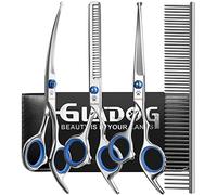 GLADOG Professional Grooming Scissors for Dogs with Safety Round Tips, 4 in 1 Dog Grooming Scissors Set, Sharp and Durable Pet Grooming Shears for Dogs and Cats