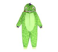 GladRags Boys Girls Kids Dinosaur Hooded Fleece Onesie, All in One, Age 7-8 Years Green