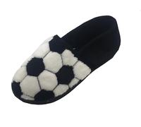 GladRags Boys or Girls Football Style Slippers, Black White, Size 5