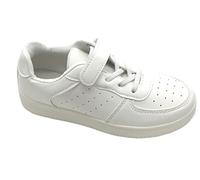 GladRags Girls Kids Trainers with Hook & Loop Strap Closure, White, Size 2