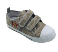 GladRags Kids Boys Infants Canvas Summer Shoes Trainers Pumps with Hook & Loop Strap Closure, Grey, Size 5