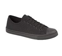 GladRags Mens Boys Low Top Canvas Lace Up Trainers Pumps Plimsolls, All Black Size 10