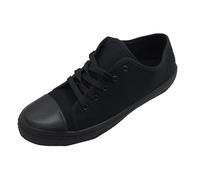 GladRags Mens Boys Low Top Canvas Lace Up Trainers Pumps Plimsolls, All Black Size 7