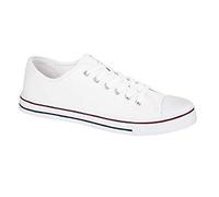 GladRags Mens Boys Low Top Canvas Lace Up Trainers Pumps Plimsolls, White Size 11