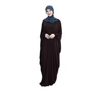GladThink Muslim Women Abaya Bat Shirt Maxi Dress DarkCoffee M