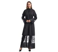 GladThink Muslim Women Maxi Dress Long Sleeves Open Abaya Black XXXL