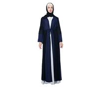 GladThink Women Muslim Flared Long Sleeves Traditional Open Abaya Navy XL