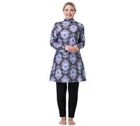 GladThink Women Muslim Oversized Modest Swimsuit Islamic Traditional Burkini Black 7XL