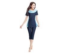 GladThink Womens Muslim Burkini 2-Pieces Swimsuit Muslim Burkini Lady Swimwear NavyBlue 2XL