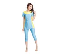 GladThink Womens Muslim Burkini 2-Pieces Swimsuit Muslim Burkini Lady Swimwear SkyBlue 2XL