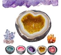 Gladwares Crystal Geode Candle, Crystal Candles Home Desktop Decoration, Gladwares Intention Healing Energy Candle, Creative Candle Bowls, Crystal Aromatherapy Candles (Yellow, S)
