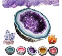 Gladwares Crystal Geode Candles, Intention/Healing Crystal Energy Candle, Crystal Candles Home Desktop Decoration, Healing Candle for Meditation and Positive Energy (Purple, M)