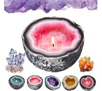 Gladwares Crystal Geode Candles - Intention/Healing Crystal Energy Candle for Home Desktop Decoration, Meditation and Positive Energy (Light Pink, S)