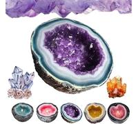 Gladwares Crystal Geode Candles - Intention/Healing Crystal Energy Candle, Home Desktop Decoration, Meditation & Positive Energy (Purple, S)