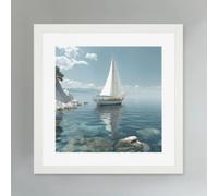 gladwin wooden sailboat wall art in white frame