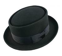 Gladwinbond Foldable Heisenberg Breaking Bad Pork Pie Trilby Hat 100% Wool Felt in Black with Narrow Trimmed Edge Brim (Medium (57cm))