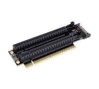 Glaeptio PCIe X16 to X8X8 Adapter, 1 to 2 Clock Splitter | Gen4 Riser Card with SATA Power Port, 2cm Slot Spacing, for Two PCIe Cards in ITX Builds