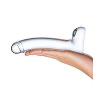 Gläs 7 Inch Curved Handblown Smooth Cock Glass Dildo Flat Base Standing Massager