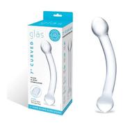 Gläs 7 Inch Smooth Curved Double Dual End Handblown Glass Cock G-Spot Anal Dildo