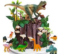 GLAHORSE 26 PCS Dinosaur Cake Toppers With Dinosaur Eggs Leaves Trees Cake Decorations For Birthday Party,Dinosaur Themed Party, Wild Animals Party,Kids Party Cake Decorations