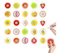 GLAITC 24Pcs Mini Fidget Spinners 4cm Colourful Sensory Fidget Toy Round Fruit Pattern Hand Spinners Party Bag Fillers Classroom Rewards Stress Reducing Toy for Focus Anxiety Relief Daily Relaxation