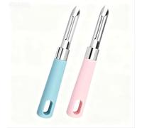 GLAITC 2Pcs Potato Vegetable Peeler Stainless Steel Veg Peelers with Non-Slip Handle Pink Blue Fruit Peeler Kitchen Multifunctional Food Straight Peeler for Potatoes Carrots Cucumbers Apples Avocado
