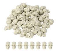 GLAITC Halloween Mini Plastic Skull Head, 50 Pcs Realistic Skeleton Skulls Decoration Halloween Small Skull Ornament Halloween Pranks Toys for Halloween Party, Trick Toy Accessories (White)