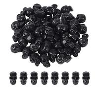 GLAITC Halloween Mini Plastic Skull Head, 50 Pcs Realistic Skeleton Skulls Decoration Halloween Small Skull Ornament Halloween Pranks Toys for Halloween Party, Trick Toy Accessories (Black)