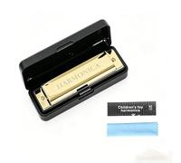 GLAITC Harmonica Gold 10 Hole 20-Tone Harmonica Key Of C Diatonic Mouth Organ With Cleaning Cloth, Case & Instructions Portable Musical Instrument Gift For Beginners Adult Students Kids Music Lovers