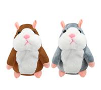 GLAITC Talking Hamster Toy, 2 Pcs Electronic Recording Toy, Repeat What You Say Plush Toy, Interactive Toy, Cute Early Learning Toys, Funny Kids Stuffed Toys for Kids Toddler-Grey & Brown