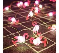 GLAITC Tropical Theme 3D LED String Lights Warm Light Flamingo Pineapple Cactus Fairy Lights Hanging Lights for Beach Pool Summer Wedding Party,Battery Powered(2m,20LEDs)(Flamingo)
