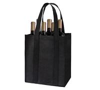 GLAITC Wine Bottle 6 Bottels,Reusable Black Compartment Wine Bottle Bag Carrier Wine Bottle Holder Bag with Carry Handle for Fishing,Camping,Travel,Shopping,Storage,31 x 25 x 18cm